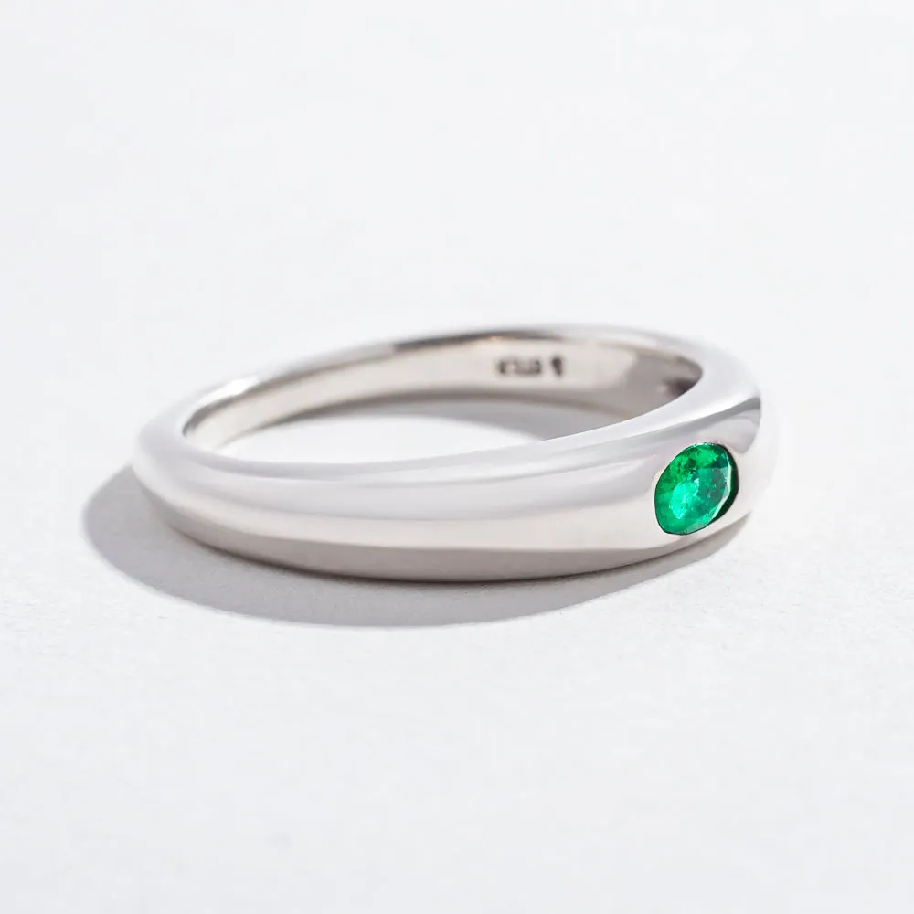 SINGLE GEM DOME RING | 14K GOLD | EMERALD