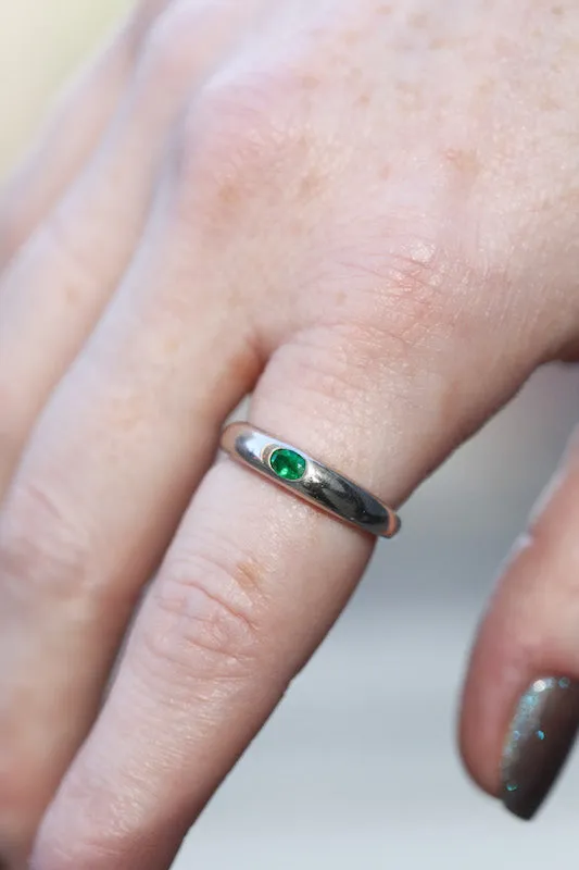 SINGLE GEM DOME RING | 14K GOLD | EMERALD