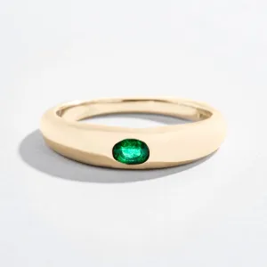 SINGLE GEM DOME RING | 14K GOLD | EMERALD
