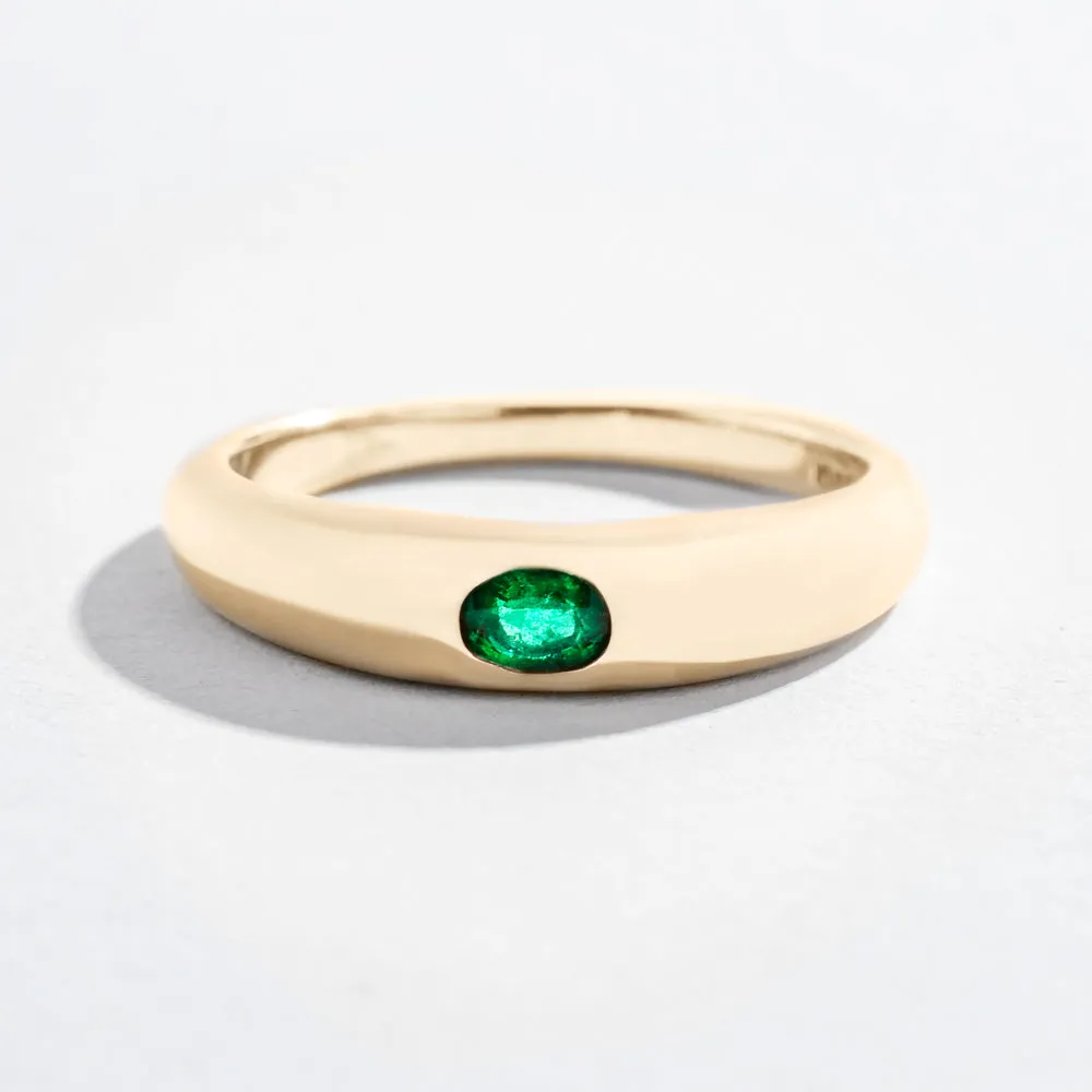 SINGLE GEM DOME RING | 14K GOLD | EMERALD