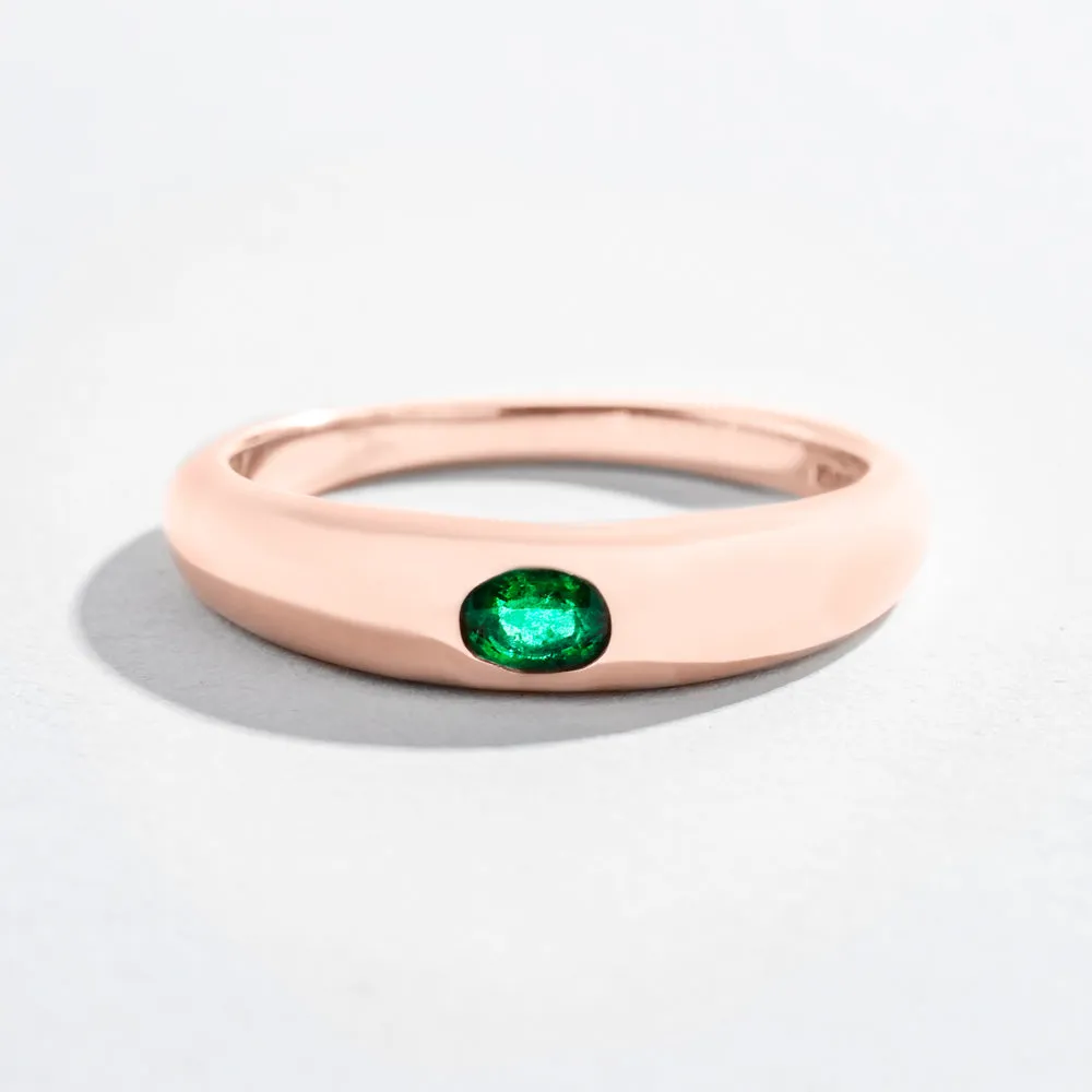 SINGLE GEM DOME RING | 14K GOLD | EMERALD