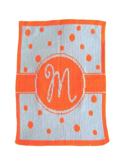 SINGLE INITIAL POLKA DOT BANNER BLANKET