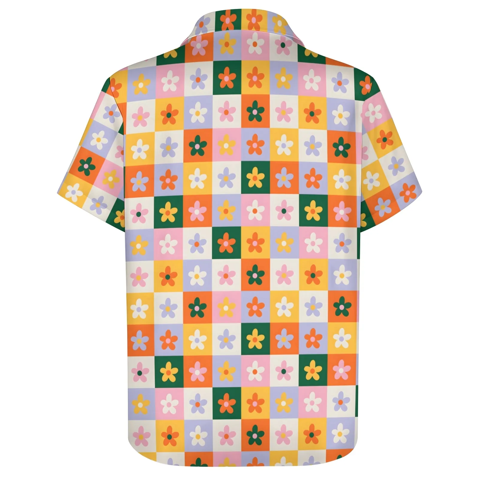 Small Floral Plaid Elements Casual Short Sleeve Shirt 2403000753