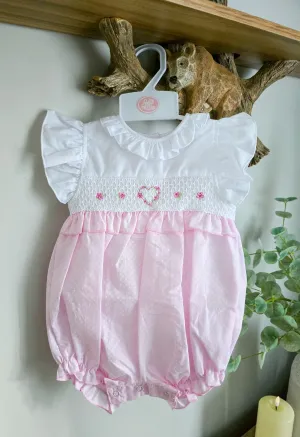 Smocked Polka Dot "Flowers" Romper