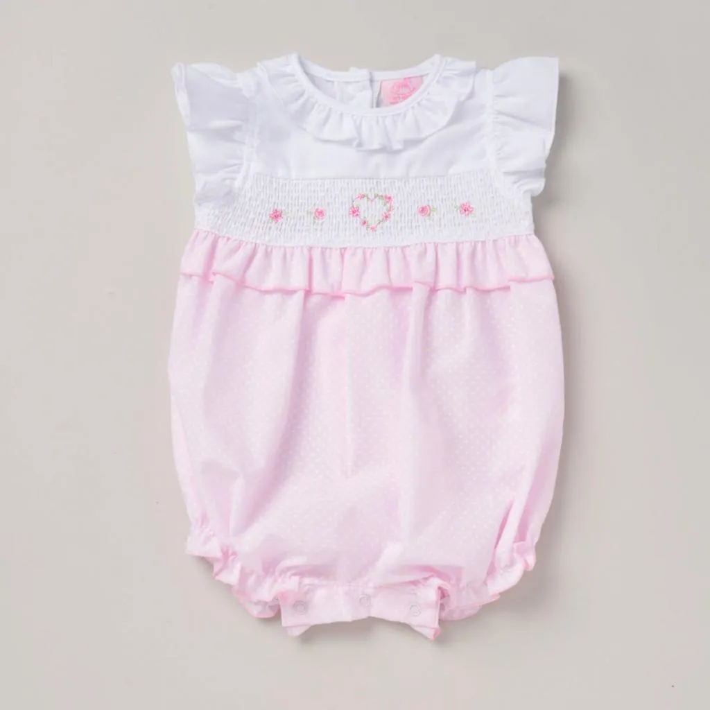 Smocked Polka Dot "Flowers" Romper