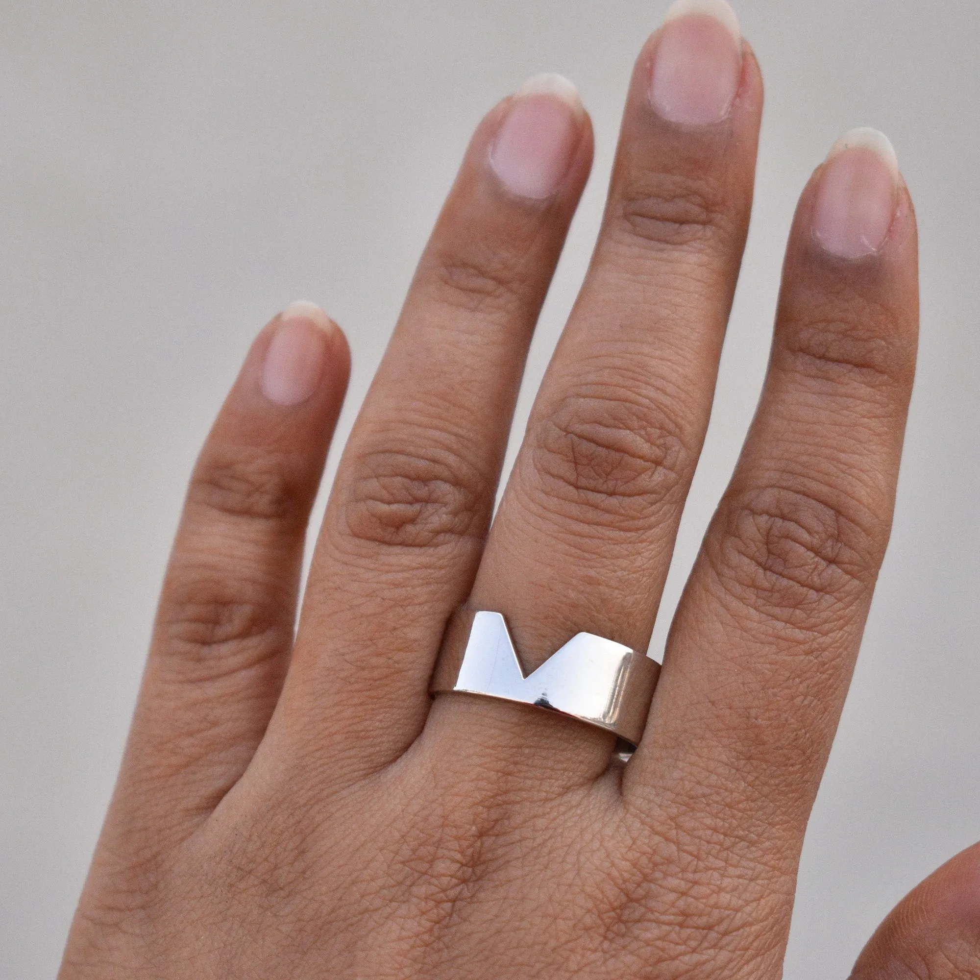 Solid Gold Broad Wedding Band For Him, Mens Wedding Ring, 8 mm Gold Band with V Cut for Matching Set