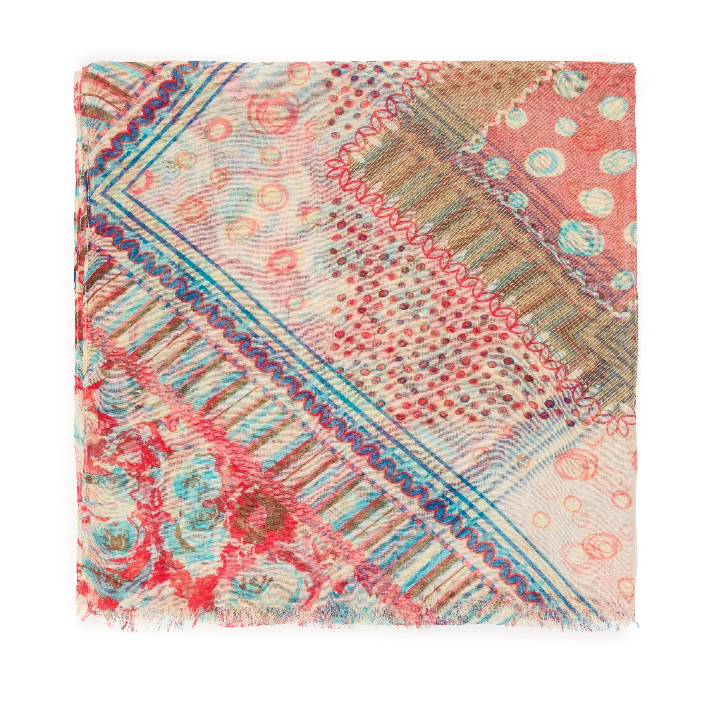 Spanish Design Printed Viscose Scarf (Beige Pattern Floral)