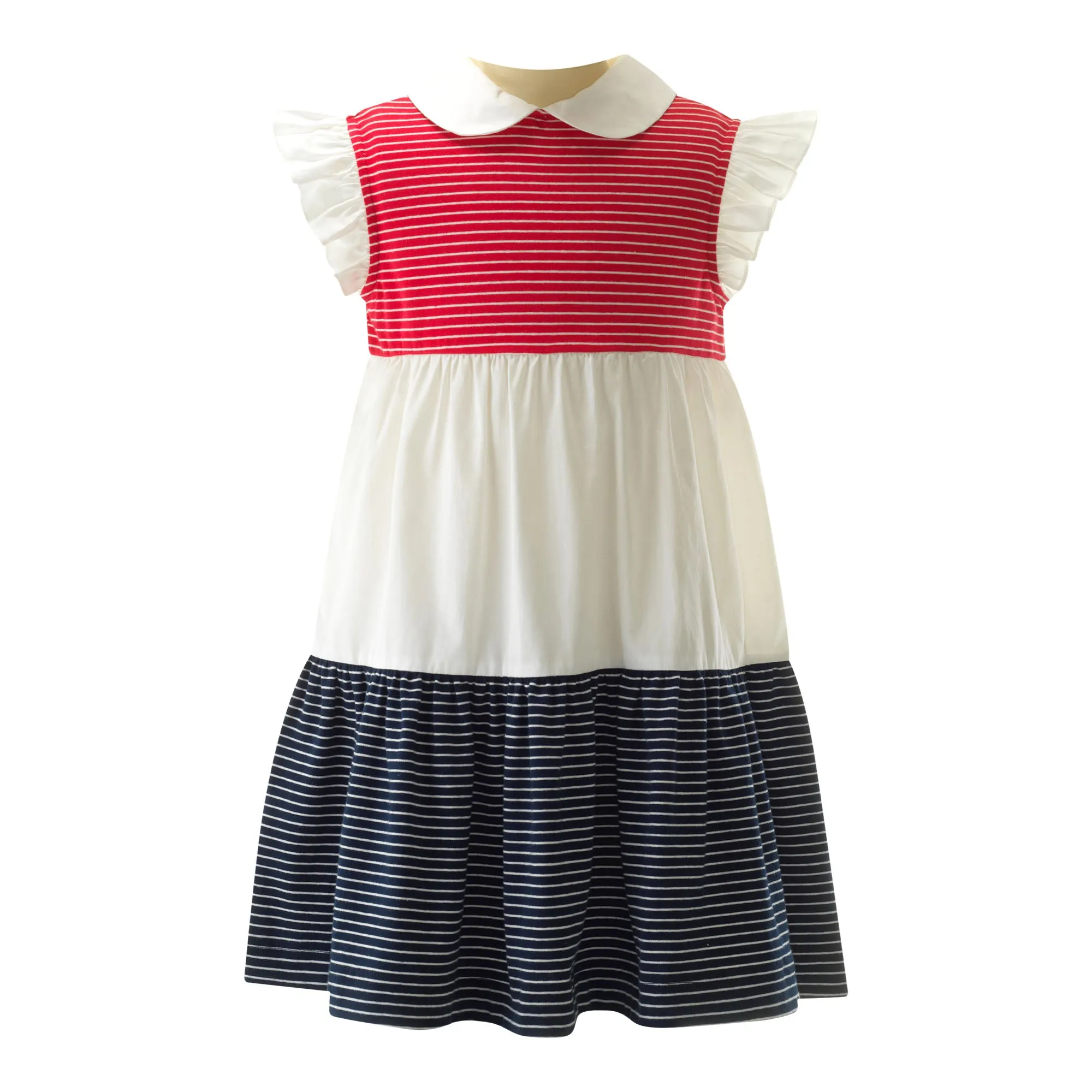 Striped Jersey Tiered Dress