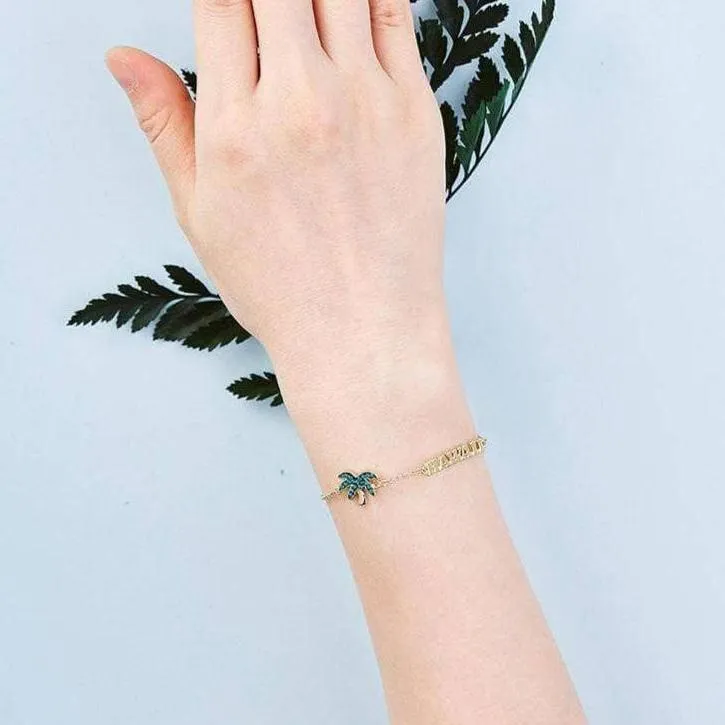 Summer Coconut Palm Hawaiian Style Bracelet with Diamond