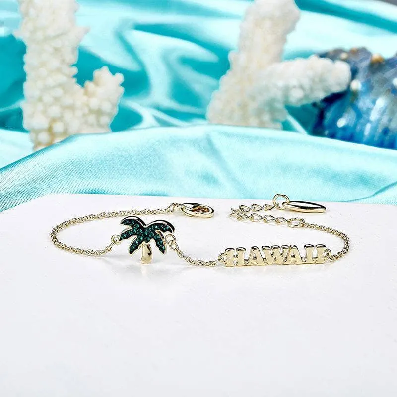 Summer Coconut Palm Hawaiian Style Bracelet with Diamond