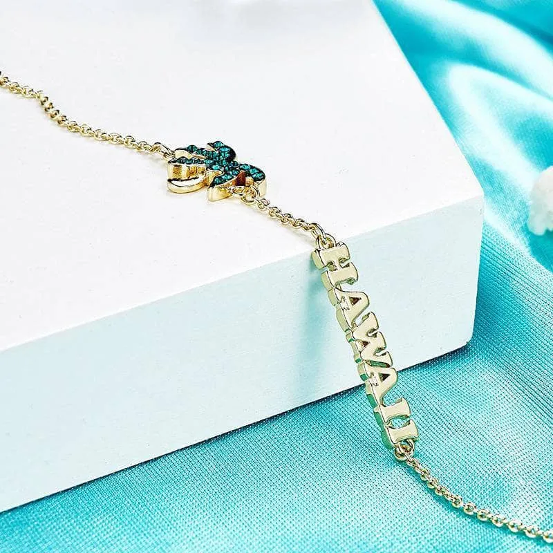Summer Coconut Palm Hawaiian Style Bracelet with Diamond