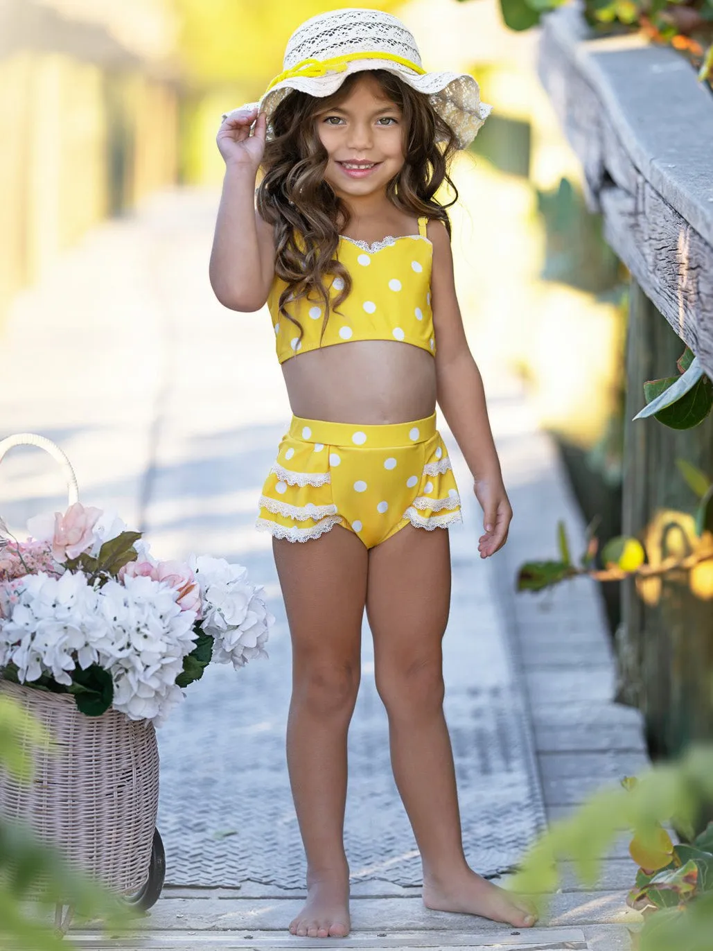 Sunny Dots Lace-Trim Two-Piece Swimsuit