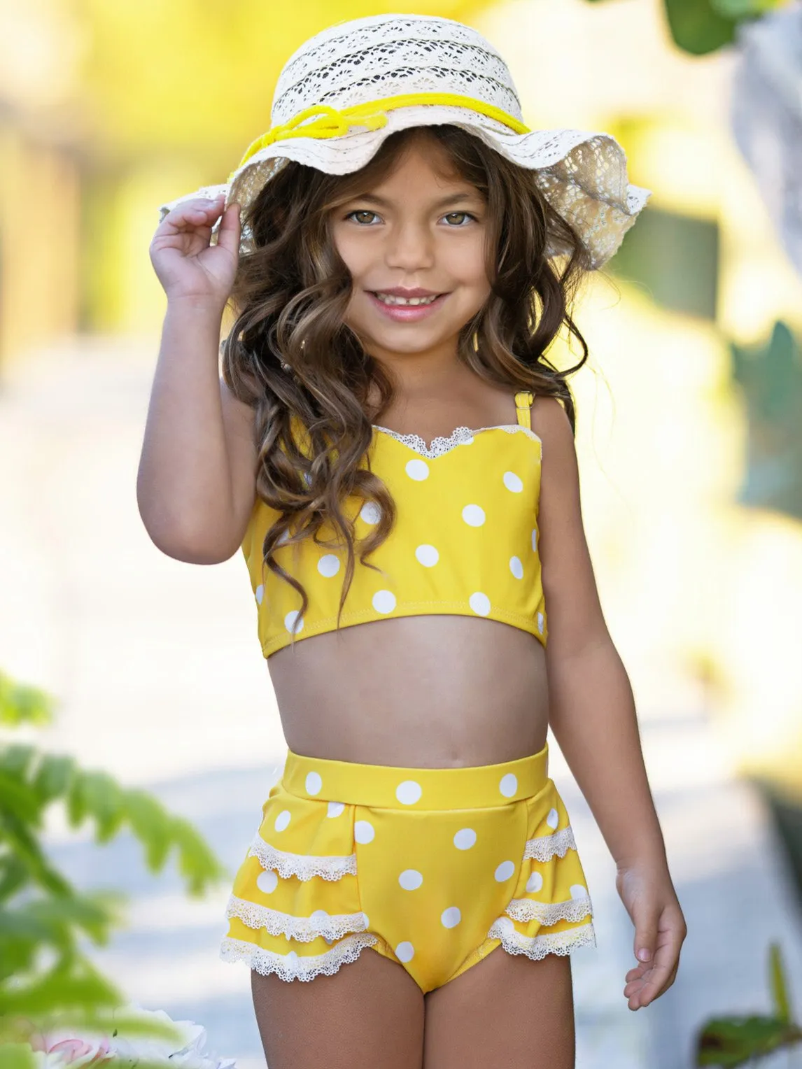 Sunny Dots Lace-Trim Two-Piece Swimsuit