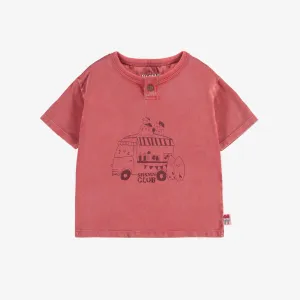 T-shirt à manches courtes rouge avec illustration en coton, bébé || Red short-sleeved t-shirt with an illustration in cotton, baby