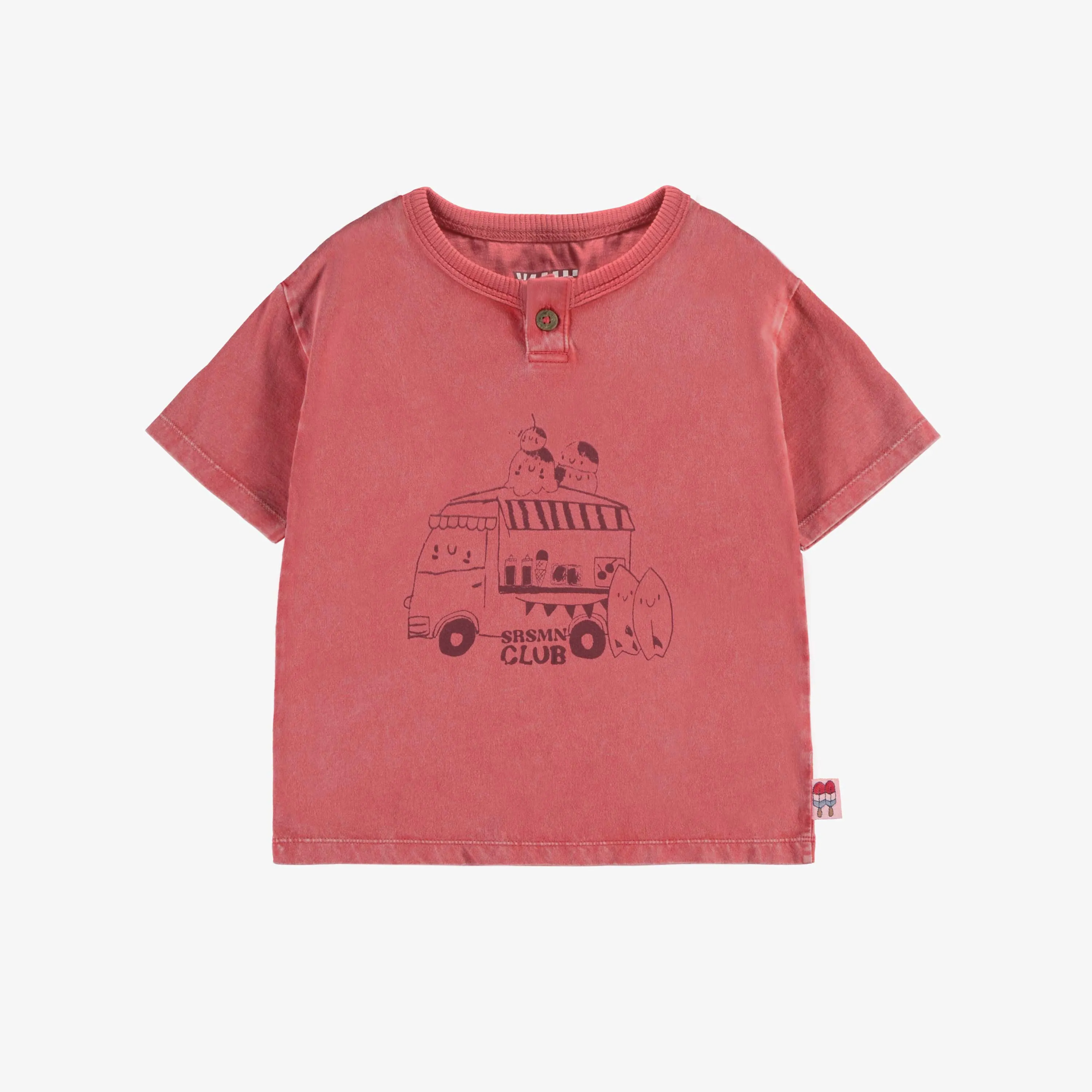 T-shirt à manches courtes rouge avec illustration en coton, bébé || Red short-sleeved t-shirt with an illustration in cotton, baby