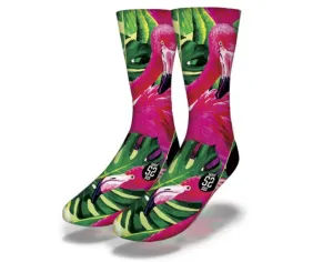 TICKLED PINK RETRO FLAMINGOS Fun Birds Socks