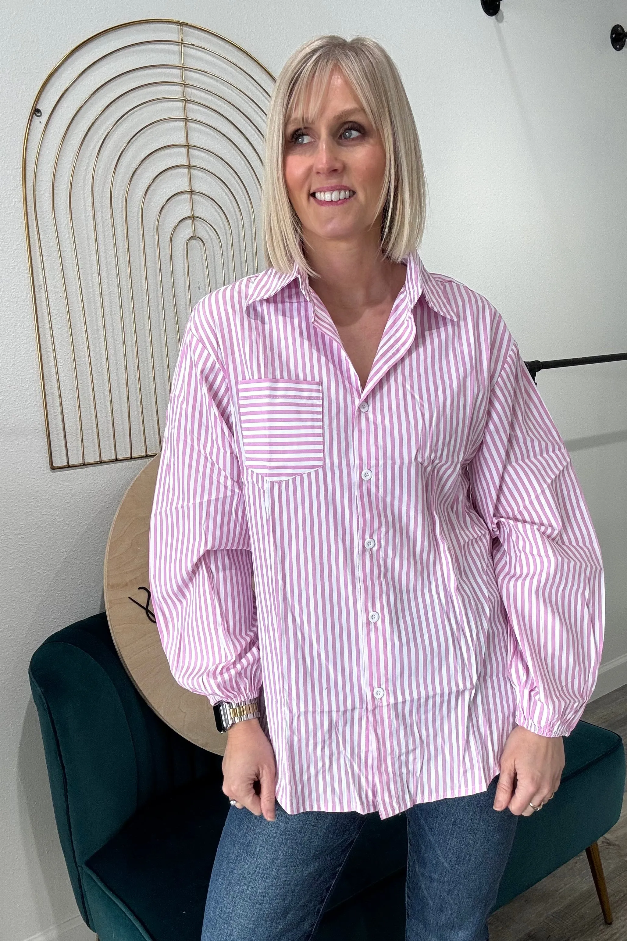 Tina Striped Button Up Long Sleeve