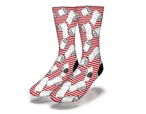 TOILET PAPER SCARCITY Funny Coronavirus Quarantine Socks (Red Stripes)