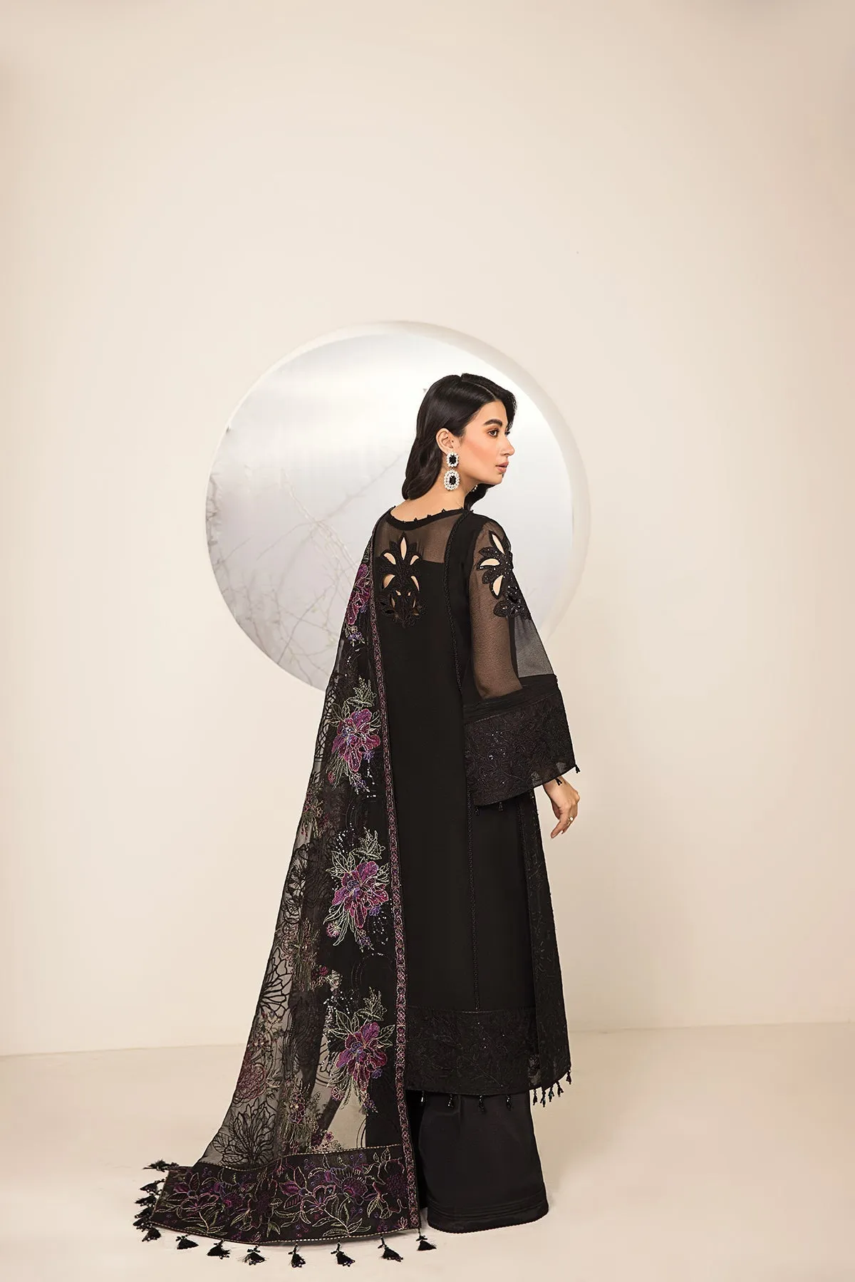 Traditional Black Salwar Kameez with Pakistani Salwar Suit Dupatta