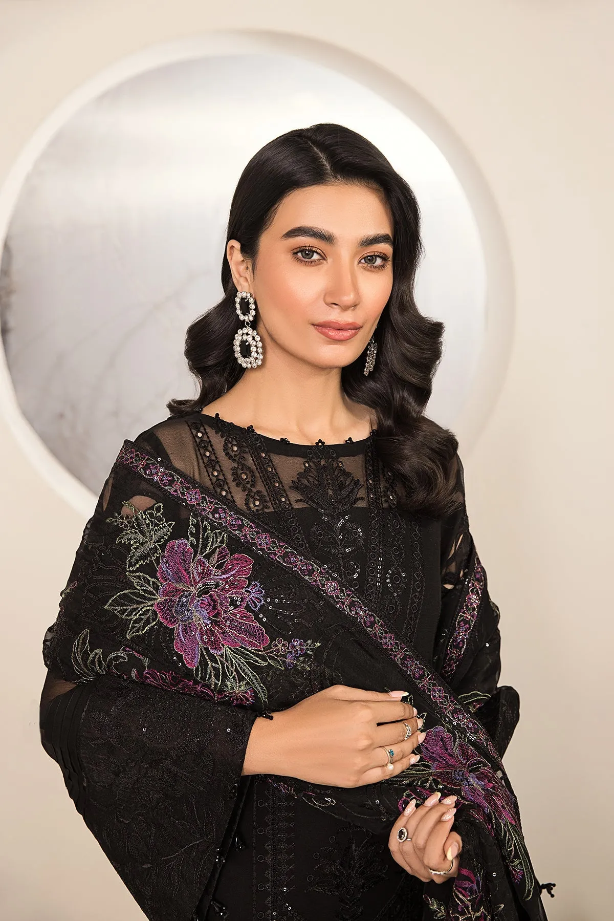 Traditional Black Salwar Kameez with Pakistani Salwar Suit Dupatta