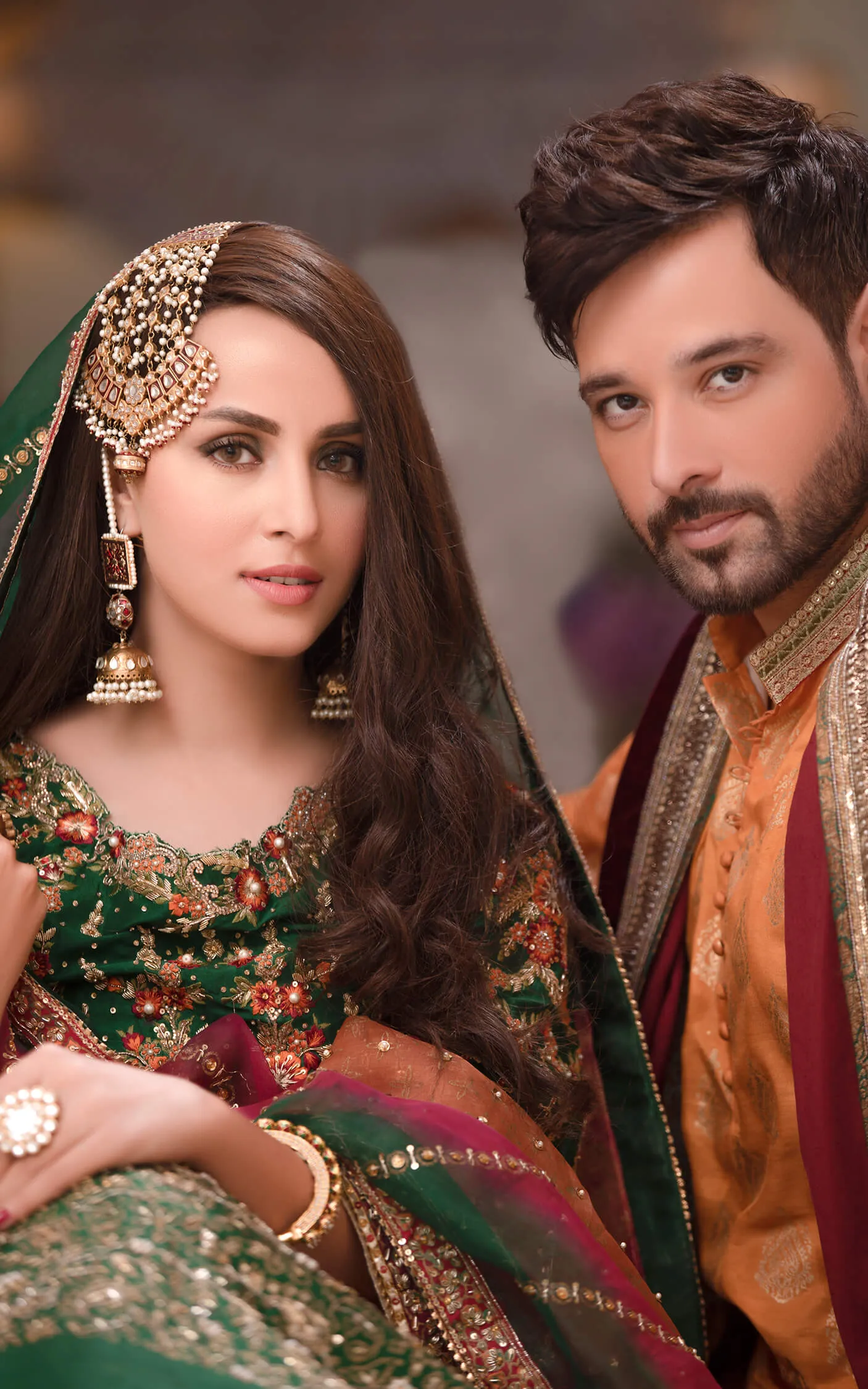 Traditional Embroidered Mehndi Dress in Emerald Green Lehenga Choli Style Bridal Dress Pakistani #BS643