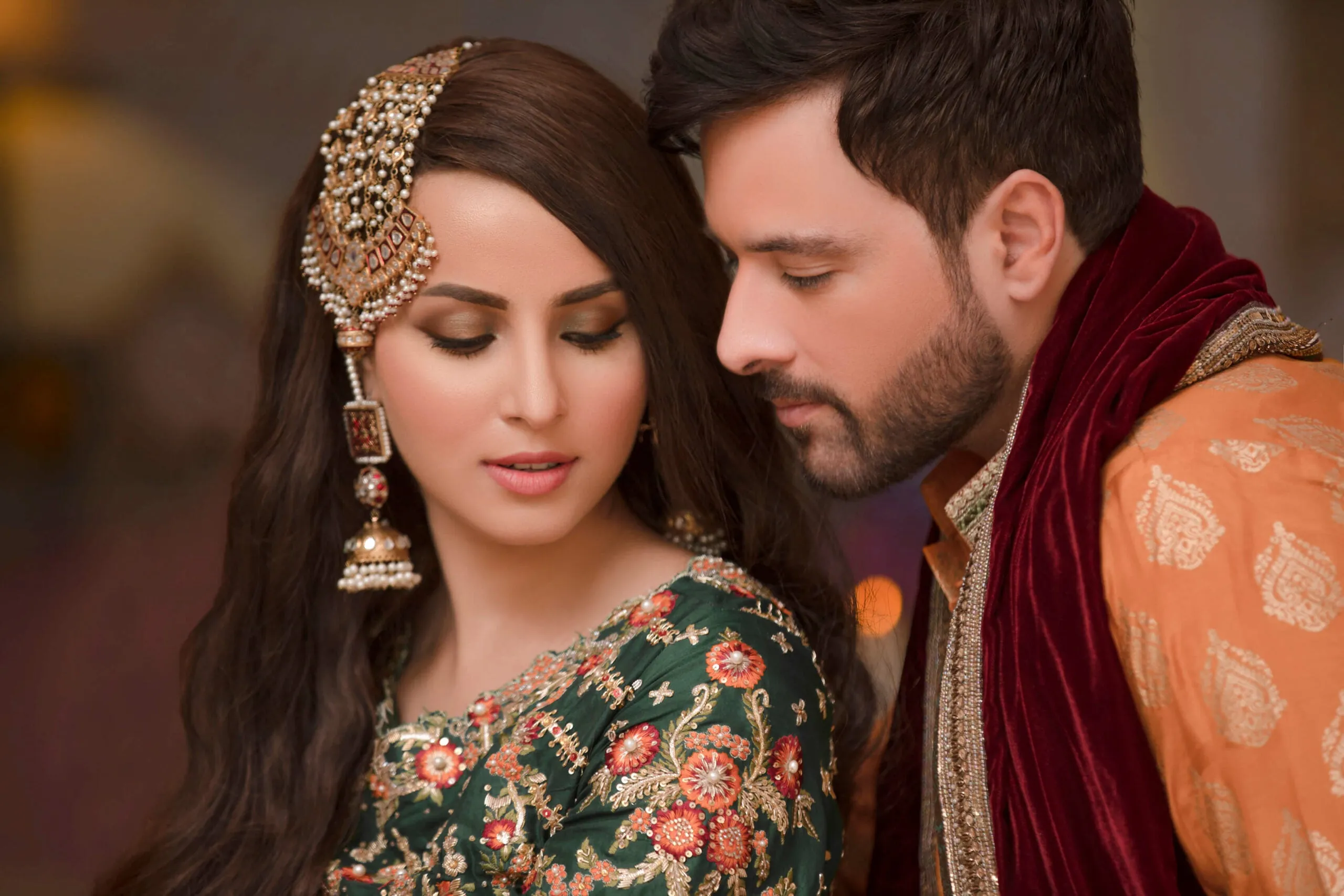Traditional Embroidered Mehndi Dress in Emerald Green Lehenga Choli Style Bridal Dress Pakistani #BS643