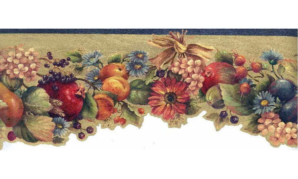 Tropical Fruits on Brown Mesh OS1120B Wallpaper Border