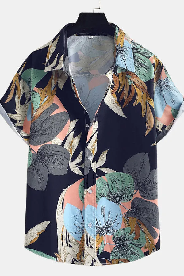 Tropical Print Button Up Shirt