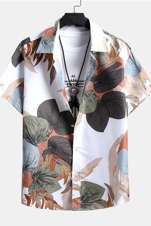Tropical Print Button Up Shirt