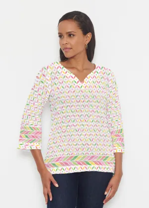 Tutti Fruitti (8036) ~ Banded 3/4 Bell-Sleeve V-Neck Tunic