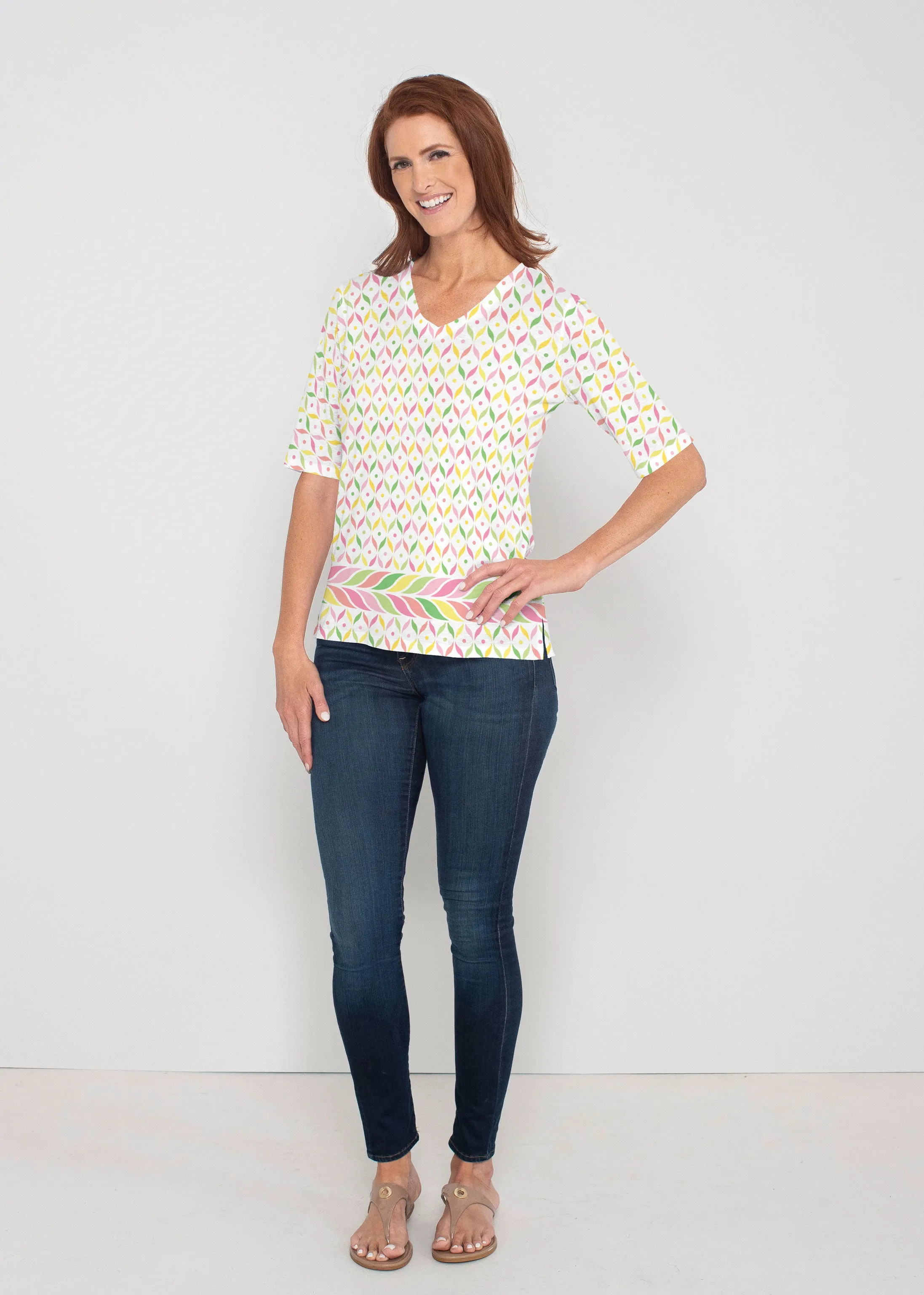 Tutti Fruitti (8036) ~ Signature Elbow Sleeve V-Neck Top