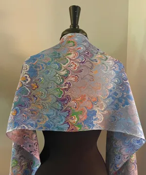 Twice marbled  bouquet Charmeuse  Silk 72x14” bold fun. This beautiful  silk makes  a unique dresser cover and scarf.