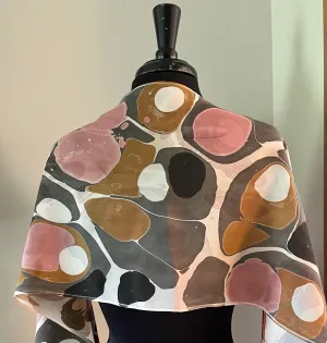 Twice marbled neutral Stone & Stone pattern Charmeuse  Silk 72x14” bold fun. This beautiful silk makes a unique dresser cover and scarf