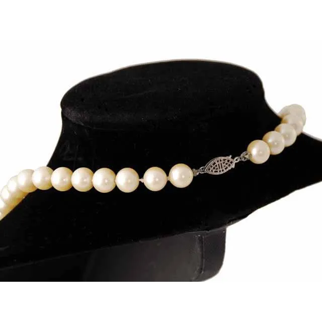 Vintage Imitation Pearls 8-9 MM Single Strand 24" 1940S Candlelight