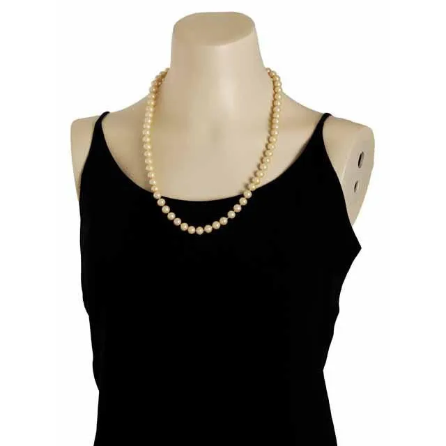 Vintage Imitation Pearls 8-9 MM Single Strand 24" 1940S Candlelight