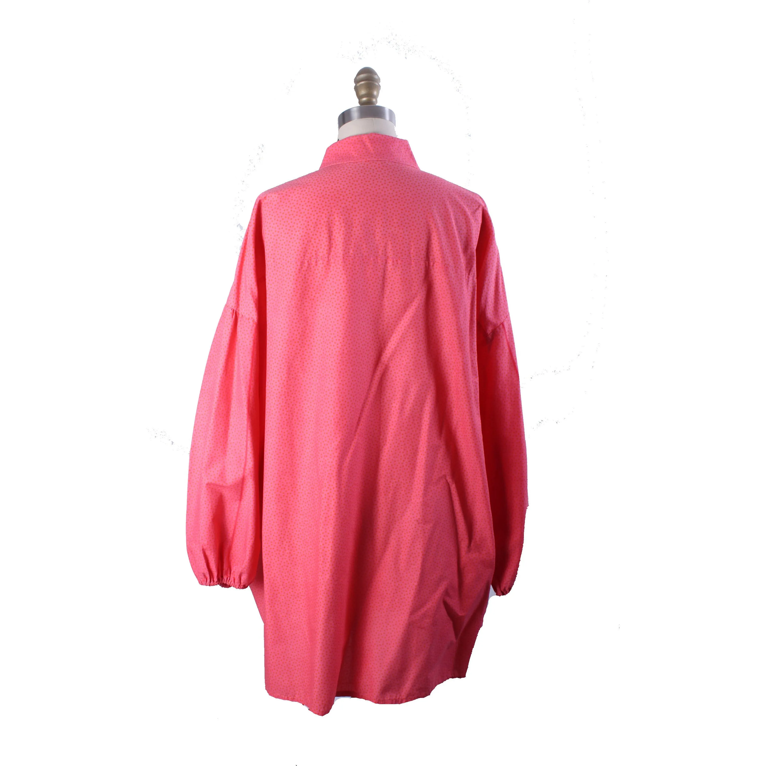 Vintage Marimekko Cotton Blouse Tunic Blouson Pink Orange Dot Print 1970s Womens S