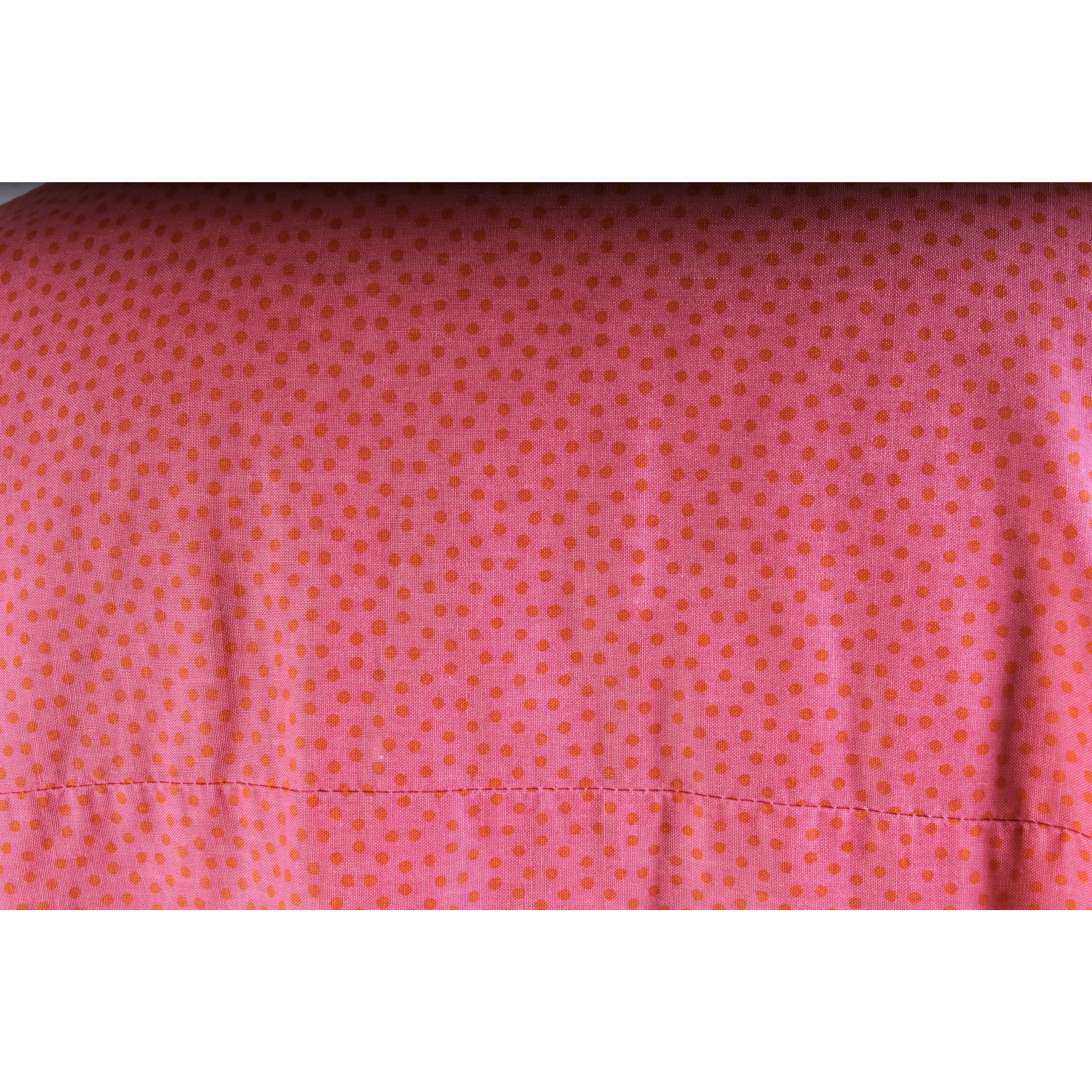Vintage Marimekko Cotton Blouse Tunic Blouson Pink Orange Dot Print 1970s Womens S