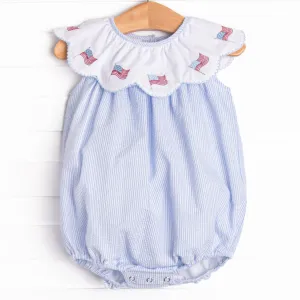Waving in the Wind Embroidered Bubble, Blue