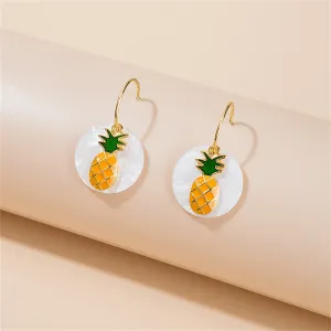 White & Orange Round Pineapple Drop Earrings