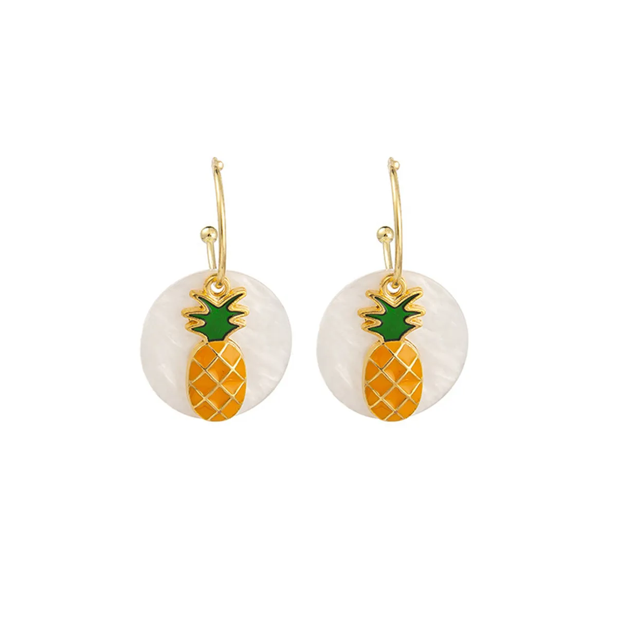 White & Orange Round Pineapple Drop Earrings