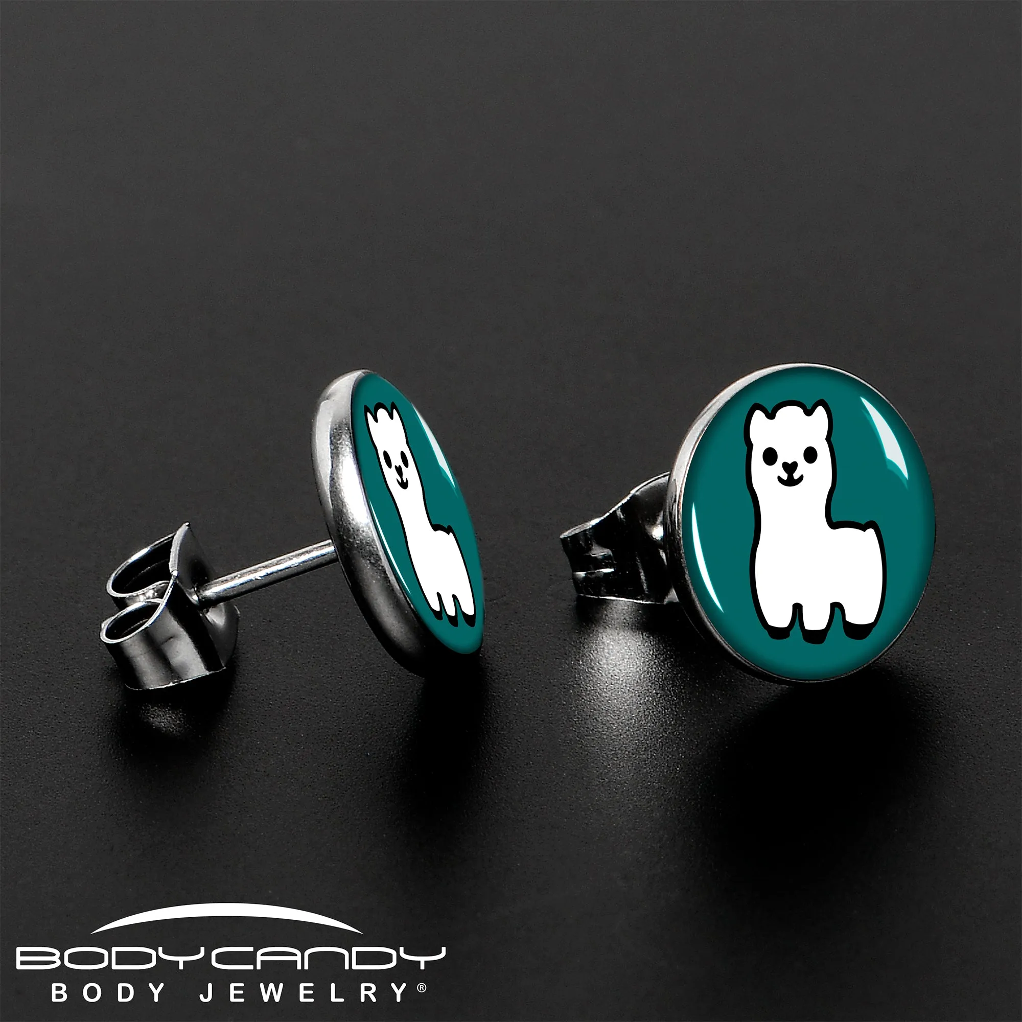 White Llama Stud Earrings