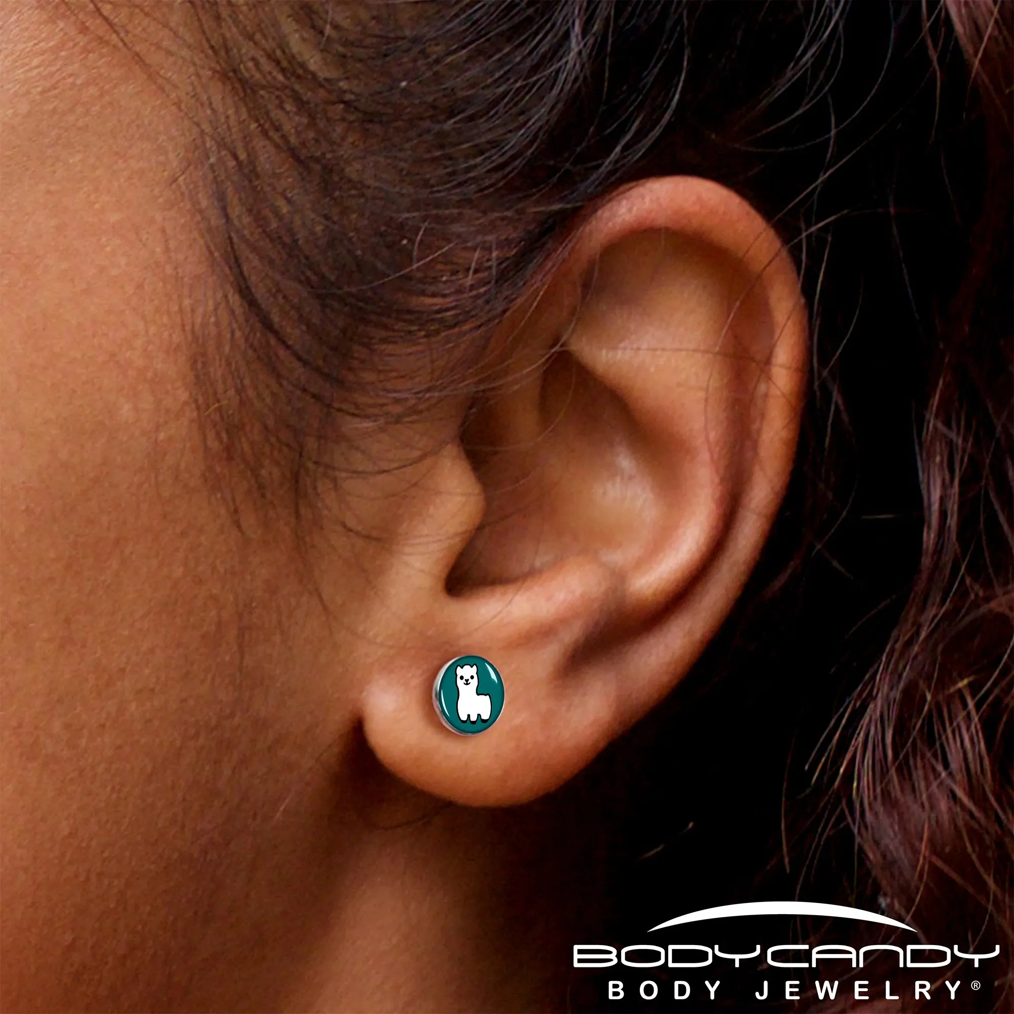 White Llama Stud Earrings