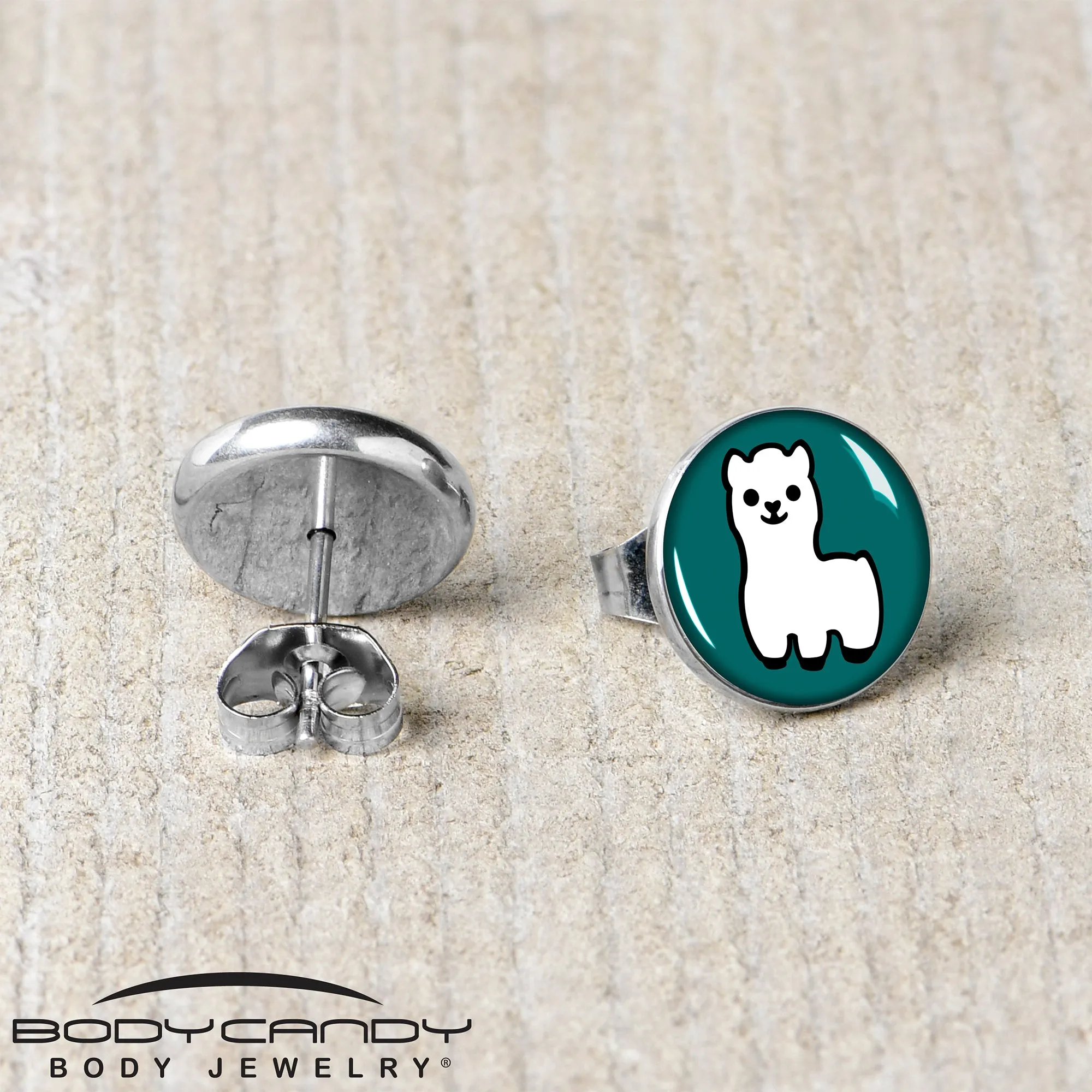 White Llama Stud Earrings