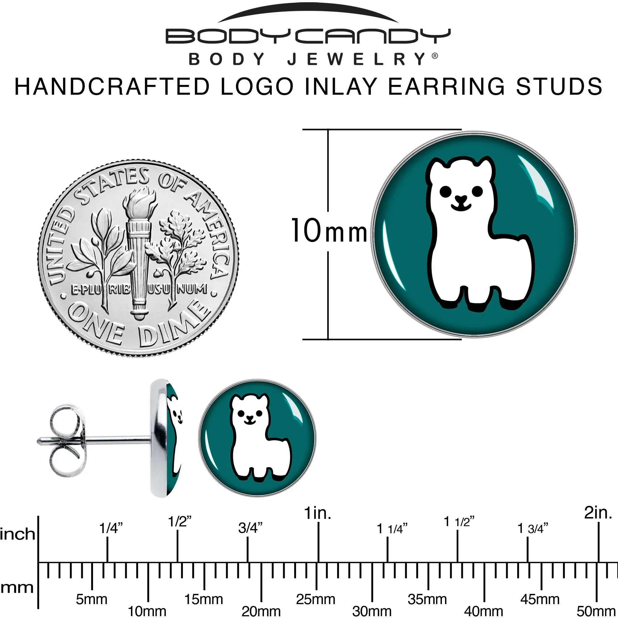 White Llama Stud Earrings