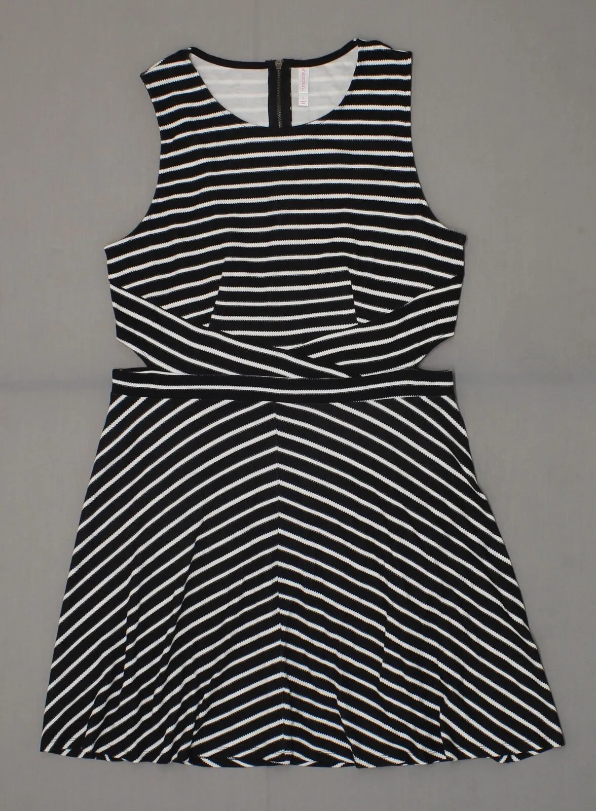 Xhilaration Women's Striped Sleeveless Cut Out Fit and Flare Dress