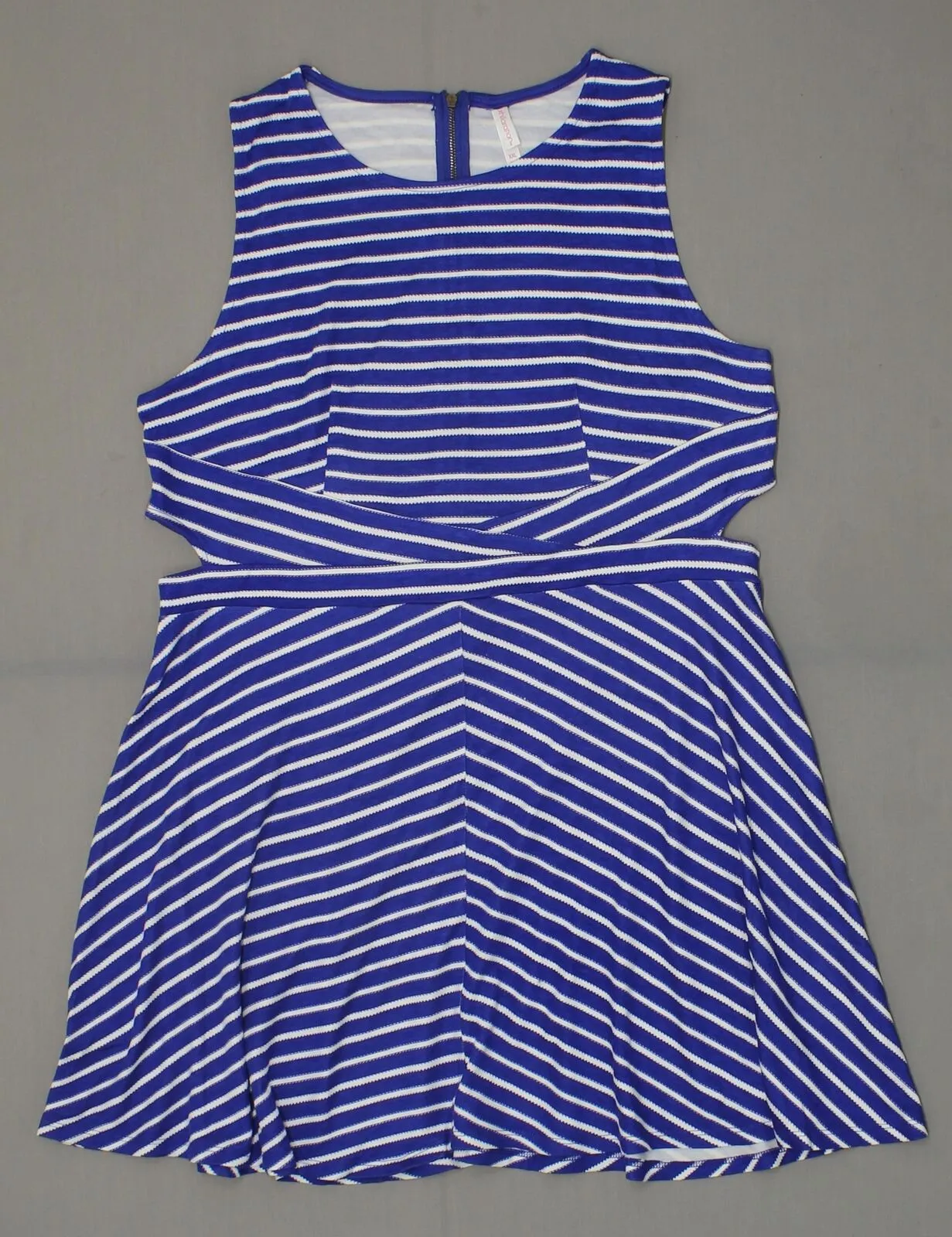 Xhilaration Women's Striped Sleeveless Cut Out Fit and Flare Dress